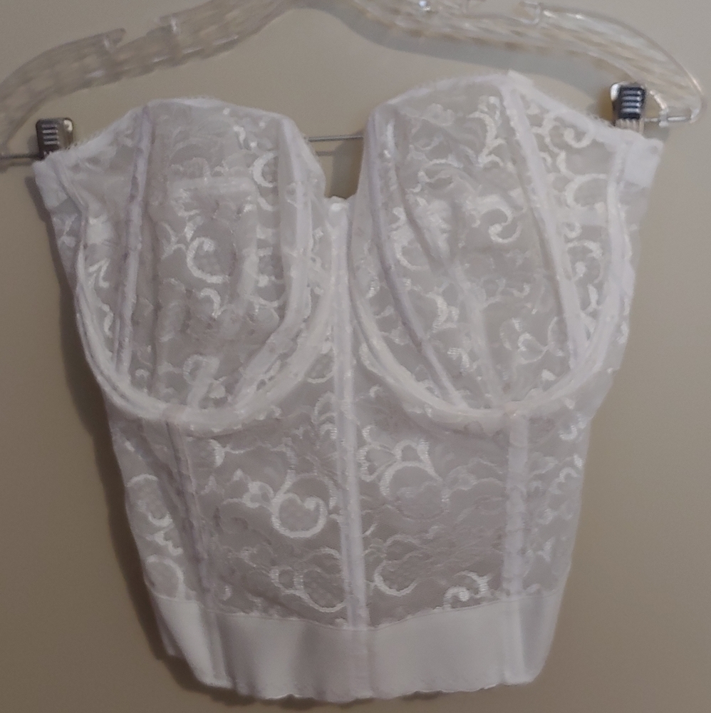 NWT Goddess Lace Bustier Bra, white